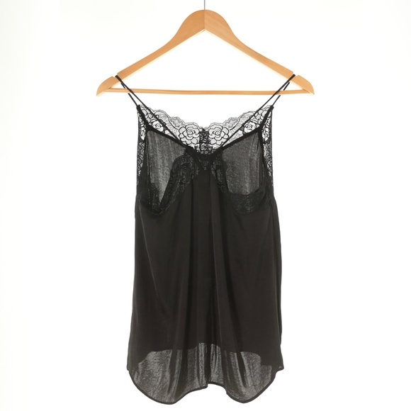 NWT Naked Zebra Black Lace Trim Satin Racerback Camisole Tank Top Womens S Y2K - Picture 2 of 6